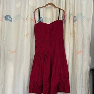 Chic Red Pleated Bodice Dress By dress Size 11